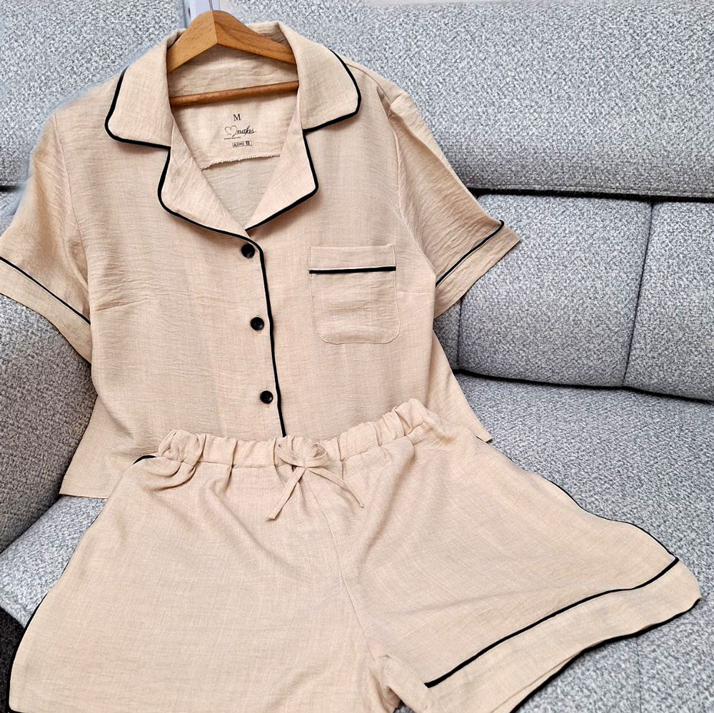 بلوز شورتک راحتی کتان