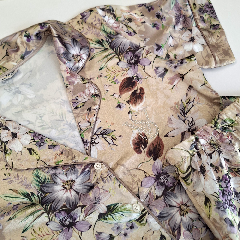 بلوز شلوار ساتن طرح گل  angel